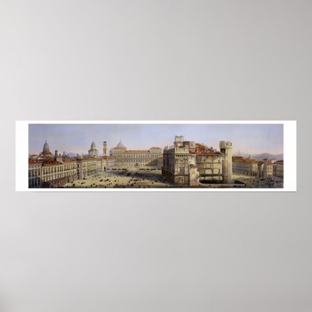 Póster Piazza Castello, Turim, com a gravação F. Citterio (Frente)