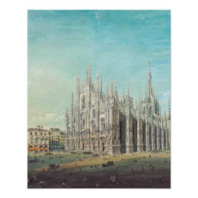 Póster Piazza del Duomo em Milão, por Carlo Bossoli (Frente)