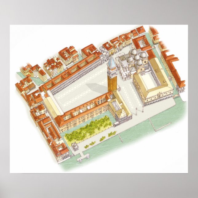 Póster Piazza San Marco. Veneza Itália (Frente)