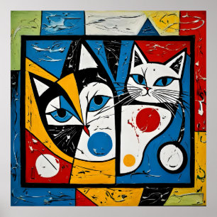 Poster Picasso,Cat, Família,Kitzch,Art,Sussurros,Colorido