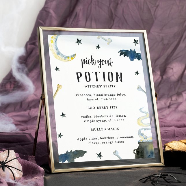 Poster Pick Your Potion Halloween Baby Shower Drink Menu (Criador carregado)