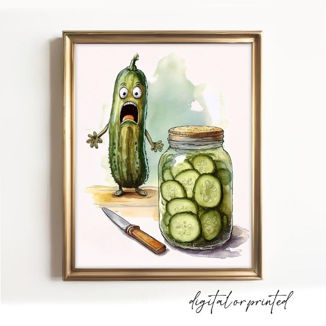 Poster Pickle Wall Art Kitchen Decorre Picles Assustados  (Criador carregado)