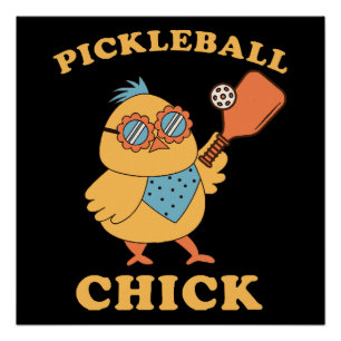 Póster Pickleball Chick - retrô