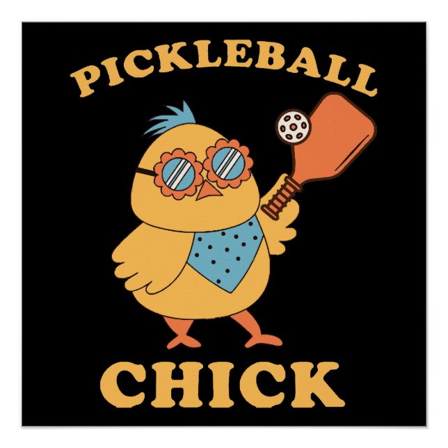 Póster Pickleball Chick - retrô (Frente)