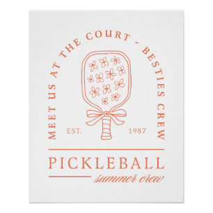 Póster Pickleball no verão garotas laranja pré-disquete e