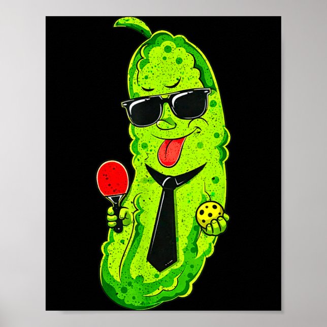 Poster Picles de pickleball com gravata e óculos de sol e (Frente)