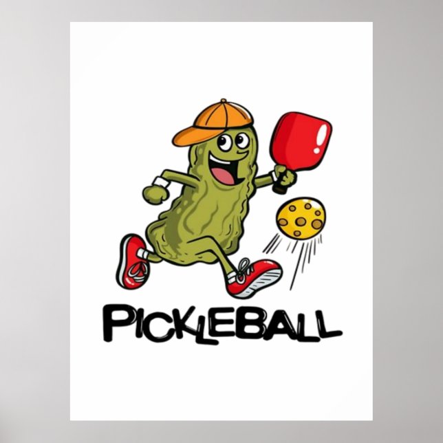 Poster Picles Engraçados Jogando Pickleball  (Frente)