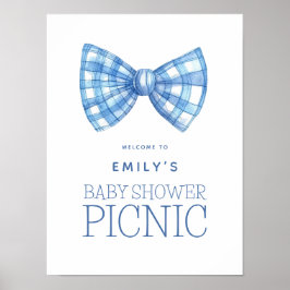 Poster Picnic de Chá de fraldas Arco Gingham Tie de Boas-