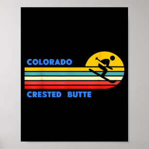 Poster Pico Crested Butte Colorado esquiador esquiar retr