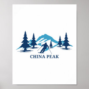 Poster Pico da China Resort de Esqui na Califórnia Esquia