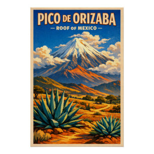 Póster Pico de Orizaba, México, em um clássico retrô