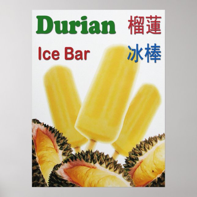 Póster Picolé de Fruta tropical do Bar de gelo duriano (Frente)