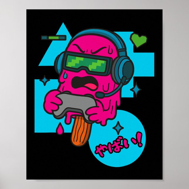 Poster Picolé de Gamer de Raiva de Pixel Divertido Derret (Frente)