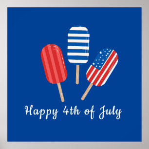 Poster Picolé Vermelho Branco Azul Moderno Minimalista