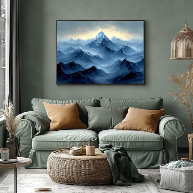 Poster Picos de Montanha Azul Pacífico em estilo Óleo Abs (Criador carregado)
