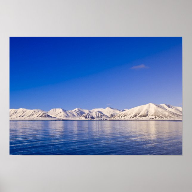 Póster Picos de neve Svalbard Woodfjord (Frente)