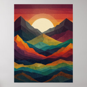 Poster Picos do nascer do sol abstrato