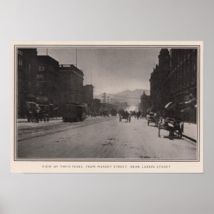 Poster Picos gêmeos, da rua do mercado perto da rua de