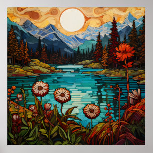 Poster Picos Majestosos de Neve e Paisagem Alpina Pristin