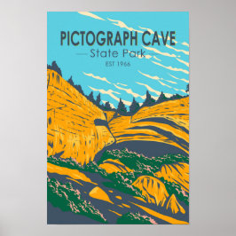 Poster Pictografo Cave State Park Montana Vintage