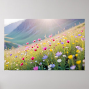 Poster Picturesco Paisagem Meadow Valley Nature Serene