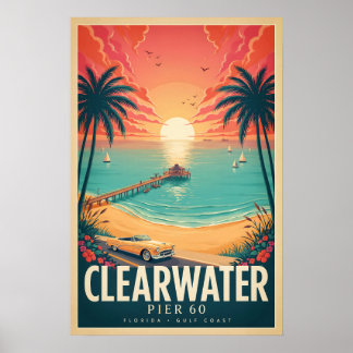 Poster Píer 60 de Clearwater Cartaz de Viagem Antigo da F