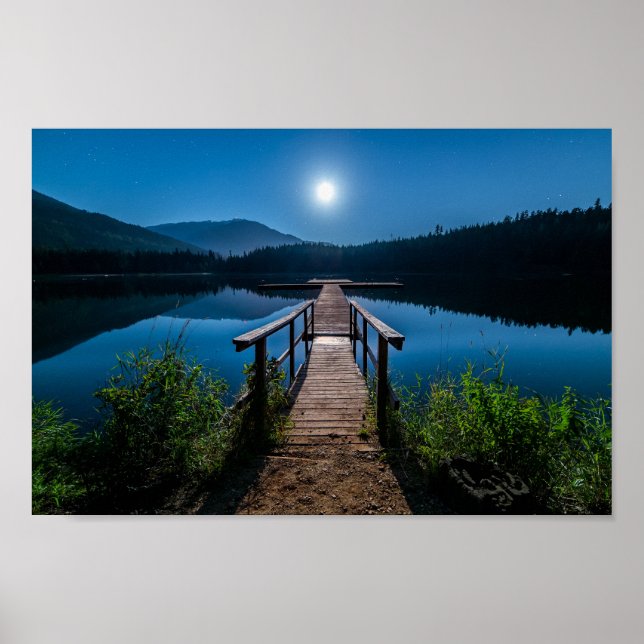 Poster Píer à noite sob lua cheia (Frente)
