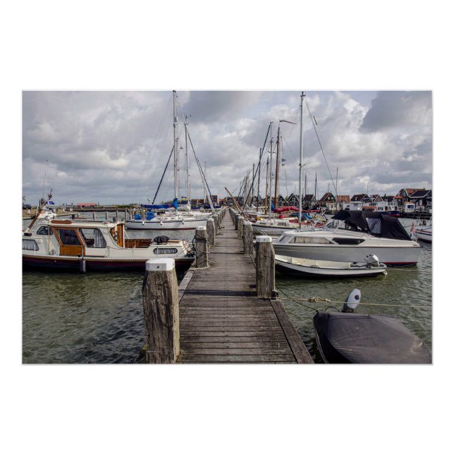 Póster Pier com barcos e iates em Marken Países Baixos (Frente)