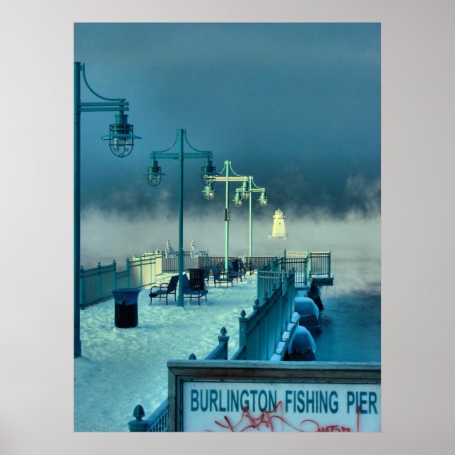 Poster Pier de Pesca Burlington Vermont (Frente)