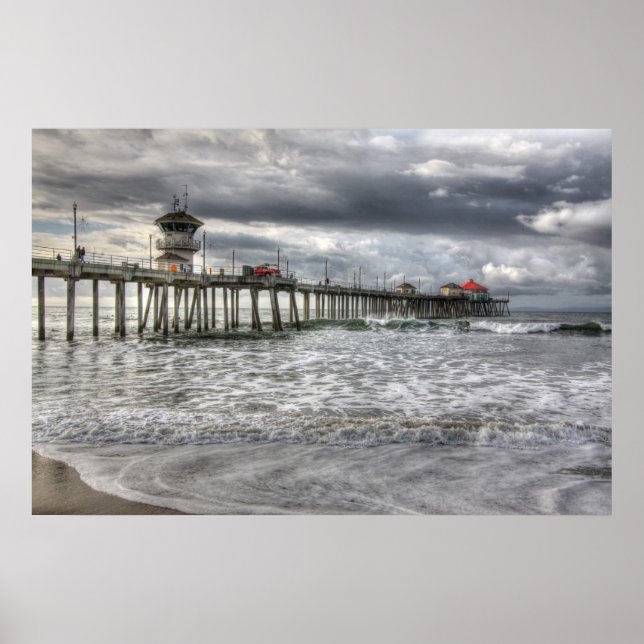Póster Pier de praia em Huntington" Ca (Frente)