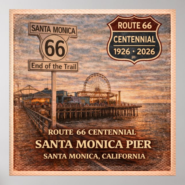 Poster Píer de Santa Mônica Centenário Califórnia (Frente)