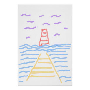 Póster Pier e Lighthouse Poster brilhante