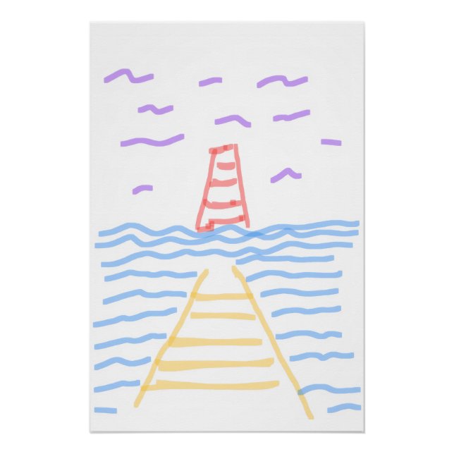 Póster Pier e Lighthouse Poster brilhante (Frente)