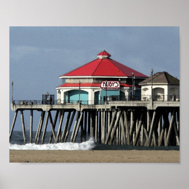 Poster Pier Praia do Diner Huntington, de Ruby (Frente)