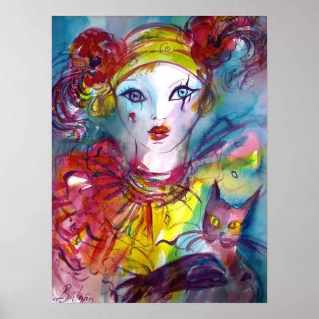 Póster PIERO COM GATO / Máscaras Venezianas de Carnaval (Frente)