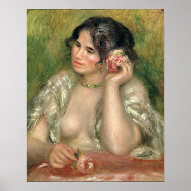 Poster Pierre A Renoir | Gabrielle com Rosa (Frente)