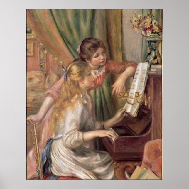 Póster Pierre A Renoir | Jovens raparigas no Piano (Frente)