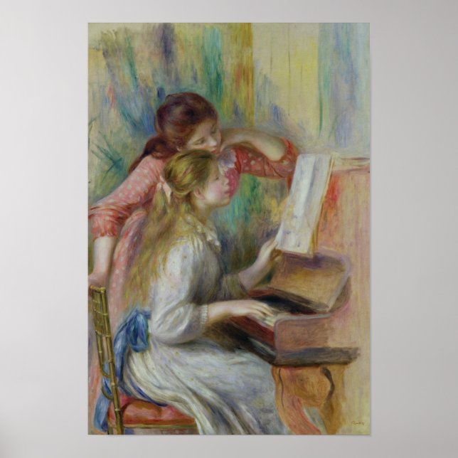 Poster Pierre A Renoir | Jovens raparigas no Piano (Frente)
