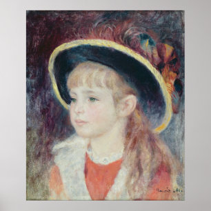 Poster Pierre A Renoir Menina de chapéu azul
