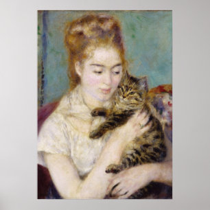 Poster Pierre A Renoir   Mulher com gato