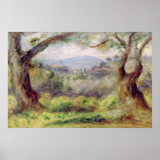 Póster Pierre A Renoir | Paisagem em Les Collettes (Frente)