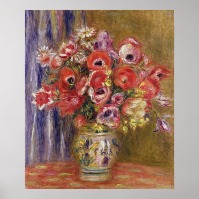 Poster Pierre A Renoir | Vase das tulipas e das anêmonas (Frente)