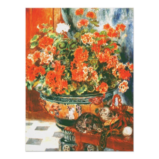 Póster Pierre-Auguste Renoir Geraniums E Cats (Frente)
