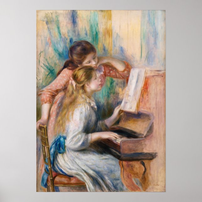 Poster Pierre Auguste Renoir - Jovens Meninas no Piano (Frente)