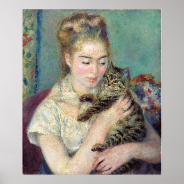 Poster Pierre-Auguste Renoir - Mulher com gato (Frente)