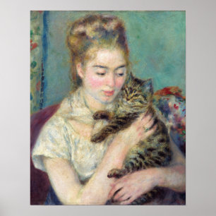 Poster Pierre-Auguste Renoir - Mulher com um Gato