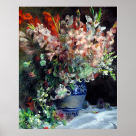 Poster Pierre-Auguste Renoir Vintage Gladioli em um vaso