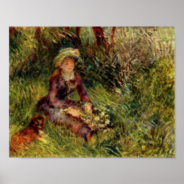 Póster Pierre Renoir - Madame Renoir com cão (Frente)