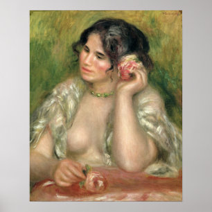 Poster Pierre um Renoir Gabrielle com um rosa