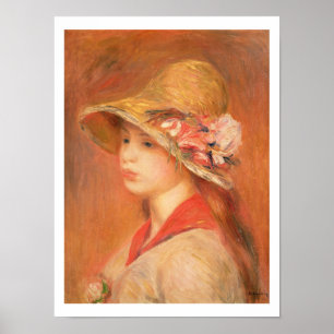 Póster Pierre uma jovem mulher de Renoir   em um chapéu